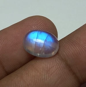 7.7 Carat 14x10x6 MM Natural Blue Fire Rainbow Moonstone Oval Shape Cabochons - Picture 1 of 8