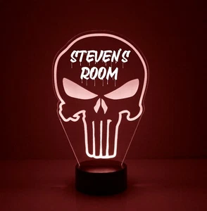 Punisher LED Night Light Lamp, Personalized FREE, Punisher Logo Lamp, w/Remote - Picture 1 of 8