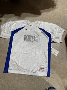 White Blue Glitter Rhinestone Bobcats Football Jersey Sz YXL Fits Ladies L/XL - Picture 1 of 7