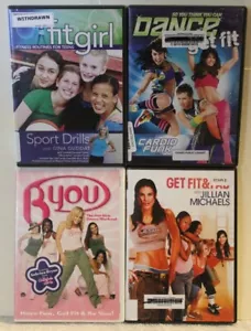 4 teen workout DVD lot fit girl Sport Drills Get Fit Jillian Michaels (EX-LIB) - Foto 1 di 6
