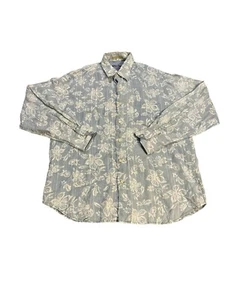 Tommy Bahama Long Sleeve Linen Button Down Blue White Floral Size Large Beach - Picture 1 of 9