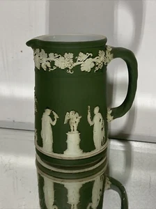 VTG. Wedgewood Sage Green Jasperware Pitcher/Creamer Classical Scene - Picture 1 of 8