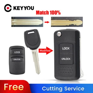 BLADE CUT by PHOTO Modified Folding Car Key Case For Mitsubishi 2 Button Key Fob - Imagen 1 de 7
