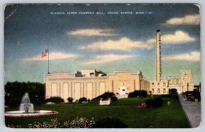 Postal de lino vintage de Blandin Paper Company Mill, Grand Rapids, Minnesota - Imagen 1 de 2