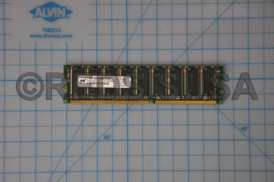 Micron 512MB PC2700 DDR-333MHz ECC DIMM Rank Memory Module MT18VDDT6472AY-335 - Image 1 of 2