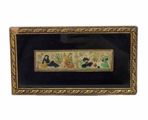 Vintage Miniature Persian Camel Bone Handmade Painting Framed Art Signed - Picture 1 of 13
