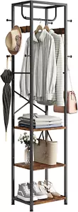 Coat Rack Freestanding, Hall Tree with 3 Storage Shelves and 12 Hooks, Industria - Picture 1 of 9