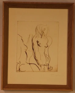 Original Etching nude ladies in the style of Brett Whiteley framed signed - Picture 1 of 6