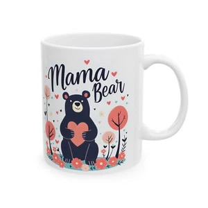 Mama Bear Mug , Cute Mother’s Day Mug, Gift for Mom, Heart, Floral Design - Picture 1 of 11