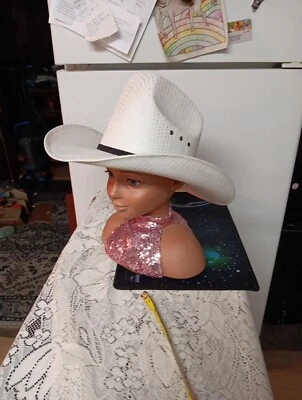 Western Express Straw白色牛仔帽。 尺寸 7 请查看我的其他帽子  — 第 1/4 张图片