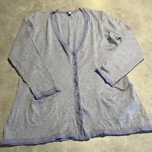 J Jill Button Cardigan Womens Large Blue gray Sweater Cotton Rayon Blend - Picture 1 of 4