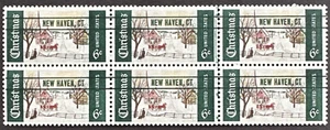 US 1969 Sc# 1384a New Haven precancel block of 6 MNH OG Christmas Norway Maine - Picture 1 of 2