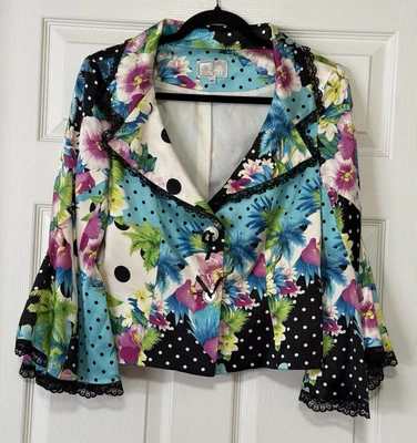Alberto Makali Women’s Vintage 100% Silk Blazer Jacket Floral Polka Dot Lace 10 - Image 1 of 4