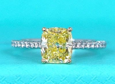 Anillo de compromiso Tiffany Co 1,68 quilates Novo platino 18 k elegante diamante amarillo intenso Foto 1 de 4