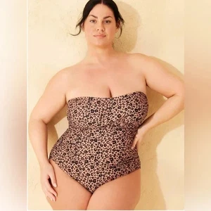 Damen Twist-Front gerafft volle Abdeckung Bandeau Bauch Kontrolle Einteiler 17 - Bild 1 von 4