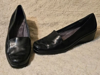 Aerosoles Final Exam Black Leather Wedge Loafers Size 12 M - Worn once! - Image 1 of 4