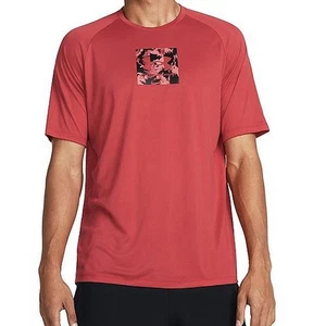 NWT Under Armour UA Tech Negative Camo Logo S/S Tee Red Solstice Men’s 2XL - Picture 1 of 11