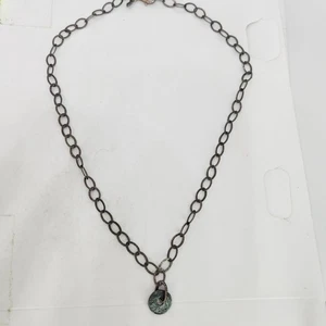 Silpada Vintage Hammered Circle Chain Disc Pendant 925 Sterling Silver Necklace  - Picture 1 of 8