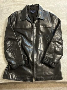 Structure Leather Jacket Mens Size L Black Zip Up Moto Casual vintage y2k - Picture 1 of 4