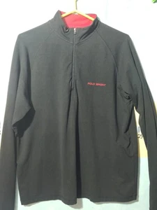 Vintage Polo Sport Ralph Lauren Performance Pullover Mens L Black 1/4 Zip Fleece - Picture 1 of 11