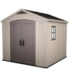 CASETTA DA GIARDINO KETER "FACTOR 8x8" IN RESINA COLORE BEIGE CON PORTA BATTE... - Foto 1 di 15