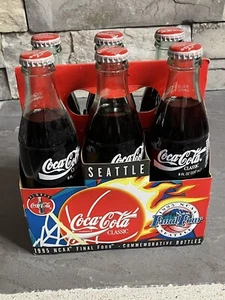 Vtg 1995 NCAA Final Four 6 Pack Coca Cola Commemorative Bottles w/Carrier - Picture 1 of 11