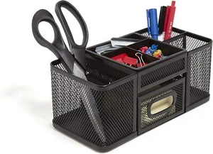 New TRU RED 7-Compartment Wire Mesh Accessory Holder, Matte Black (TR57541) - Picture 1 of 2
