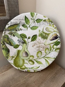 Michel Design Works Melamine Serving Tray Botanical White Green Avocados Round - Picture 1 of 11