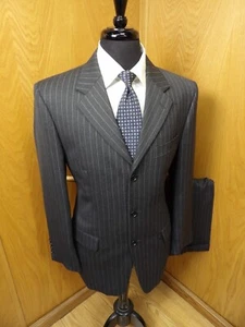 Jones New York Suit Mens Suit 38r 32W X 29 Gray Pinstripe 100% Wool T-#120 - Imagen 1 de 8