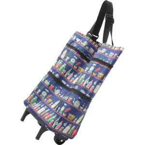 Shopping Trolley Folding Shopping Cart Rolling Tote Bag Pouch With