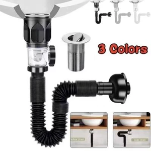 Bathroom Sink Flexible Pipe Sink Basin Water Drain Hose D5P8 Tube Set C6C3 - Picture 1 of 13