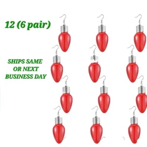 12X Red Christmas Light Bulb Earring Ornament Party Favor Bulk Gifts Grab Bag - Picture 1 of 4