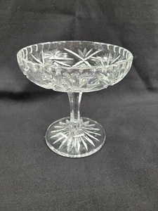 Vintage American Brilliant Cut Crystal Compote Pedestal Candy Dish Pin Wheel - Picture 1 of 12