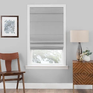 Cordless Roman Shades for Windows - 36 Inch Width X 64 Inch Length (Grey) - Blac - Picture 1 of 6