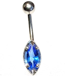 Anillo Vientre Gemado Azul Marquesa No Cuelga Acero Naval - Imagen 1 de 3