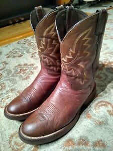 JUSTIN TEKNO CREPE BROWN SMOOTH OSTRICH & LEATHER COWBOY BOOTS #5131 MEN'S 13D 