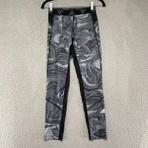 Adidas Leggings Boys Large Camo Aeroready Techfit Training Tight Gray Stretchy - Picture 1 of 14