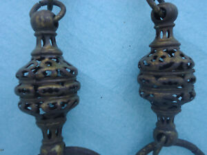 2 Antique/Vintage Brass Moroccan/Asian Hanging Lantern Chains.
