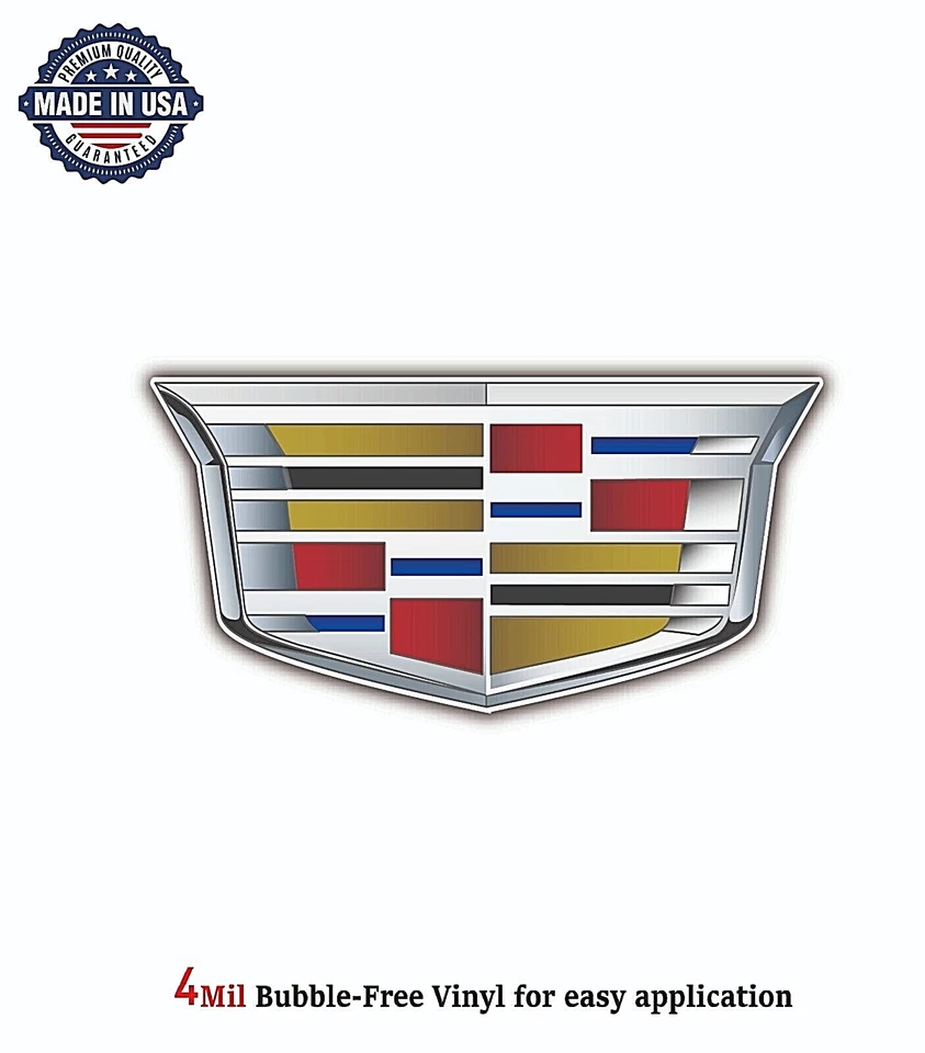 CADILLAC GM LOGO VINILO CALCOMANÍA PEGATINA PARACHOQUES COCHE 4MIL LIBRE DE BURBUJAS HECHO EN EE. UU. Foto 1 de 2