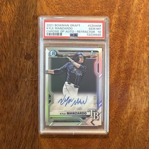 Kyle Manzardo 2021 Bowman Draft cromo refractor automático/199 PSA 10 GEM MT - Imagen 1 de 2