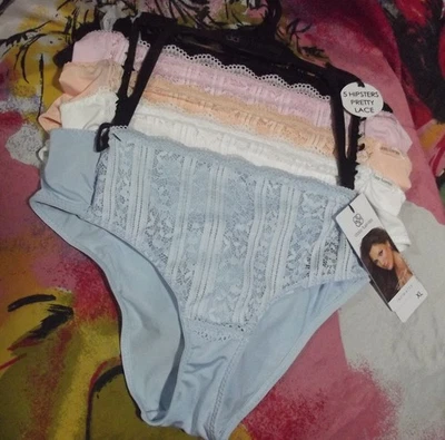 5 NEW DAISY FUENTES DF4859 1  LACE & MICRO HIPSTER PANTIES XL - Image 1 of 2