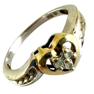 9ct Gold Diamond Ring Three Stone Trilogy Heart Shape Hallmarked 2.6g Size O - Picture 1 of 24
