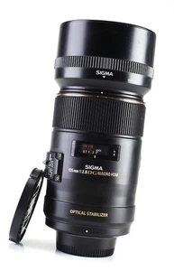 Sigma EX DG 105mm Optical Stabilizer F2.8 OS Macro HSM Lens Nikon F&R Cap & Hood - Picture 1 of 14