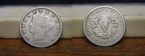 1887 LIBERTY V NICKEL US COIN Cover