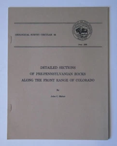 Detailed Sections of Pre-Pennsylvanian Rocks Front Range Colorado 1950 Survey 68 - Imagen 1 de 1