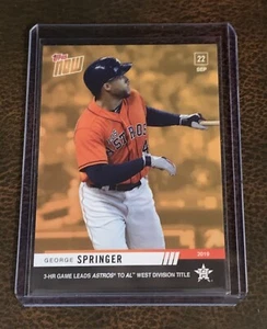 Tarjeta de bonificación 2019 Topps Now #odb-46 George Springer TD - Juego de 3 horas - Imagen 1 de 2