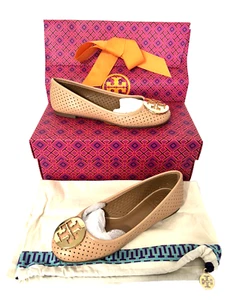 Tory Burch 11158611 Sable Perforated Reva Veg Nappa Ballet Flats - Size 5.5M - Picture 1 of 8