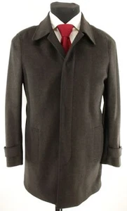 New Black Brown 1826 Men's Cashmere Wool Brown Herringbone Top Over Coat Sz L/G - Picture 1 of 7