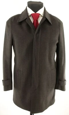 New Black Brown 1826 Men's Cashmere Wool Brown Herringbone Top Over Coat Sz L/G - Image 1 of 4