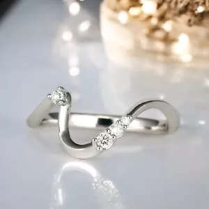 950 Platin Stapelband 0,15 Karat Rundschliff zertifiziert im Labor gezüchteter Diamant - Bild 1 von 10